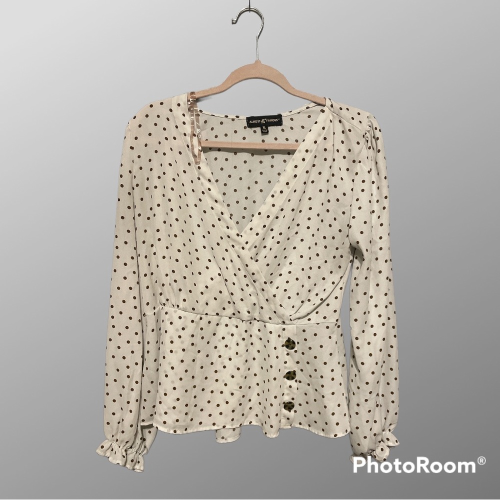 Almost Famous Beige polka Dot blouse